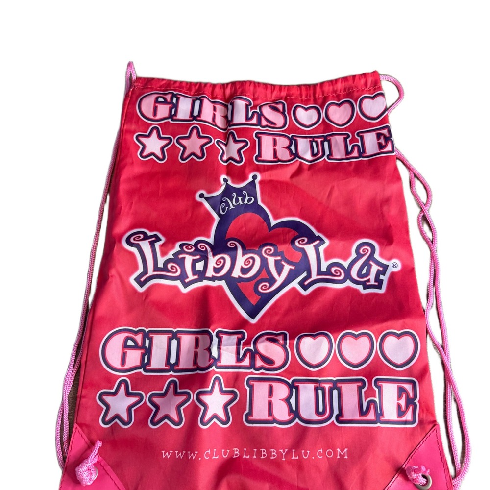 Rare Vintage Clubโ Libby Lu Girls Rule Pink Drawstring Backpack Y2K Heart Crown